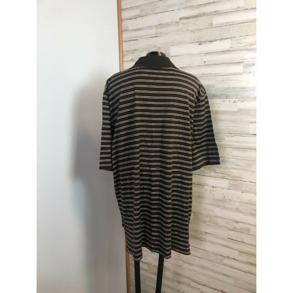 Ralph Lauren Polo Golf Men's Shirt Brown & Cream Stripe 100% Cotton XL - Picture 5 of 6